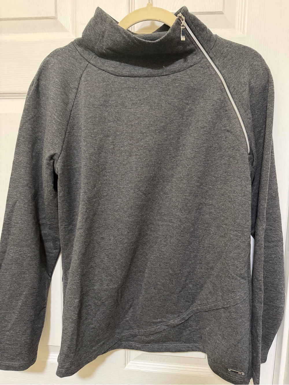 Gray Asymmetrical Zip Pullover Sweatshi